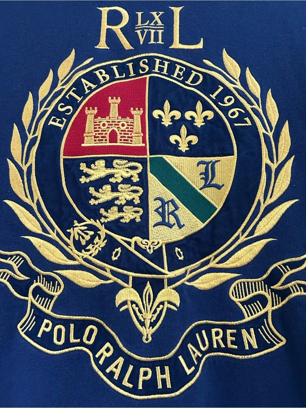 Polo Ralph Lauren | Men's Embordered Logo Crest Sweatshirt Navy Blue Size XXL